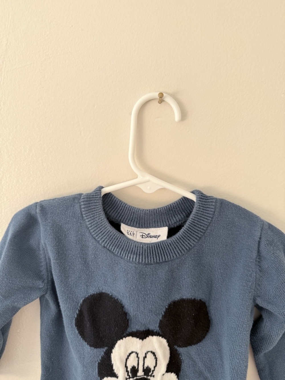 GAP Soft Blue Kids Mickey Mouse Knit Sweater 18-24 months Baby GAP Disney EUC - Picture 2 of 7